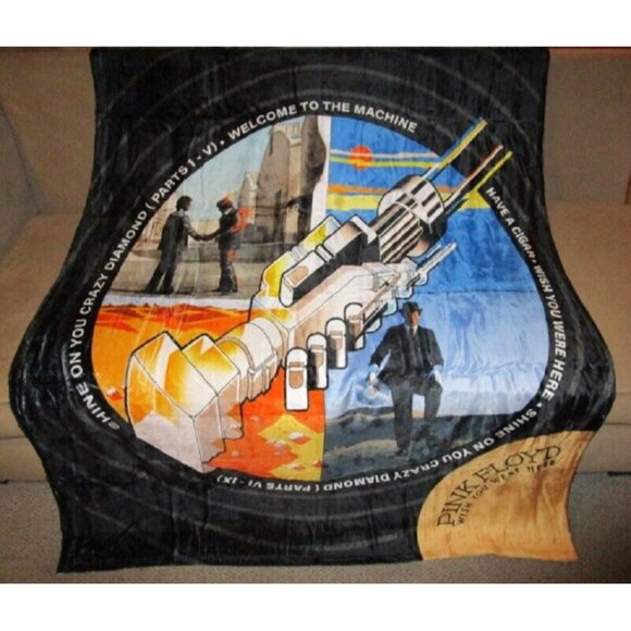 New Record Label Pink Floyd Plush Throw Gift Blanket Album Wish You Were Here - Picture 2 of 4